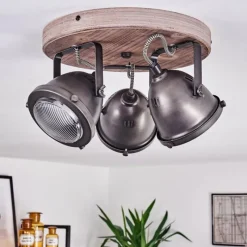 Lampes Industrielles-hofstein Plafonnier Glostrup Brun, Acier inoxydable, 3 lumières