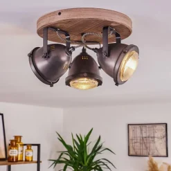 Lampes Industrielles-hofstein Plafonnier Glostrup Brun, Acier inoxydable, 3 lumières