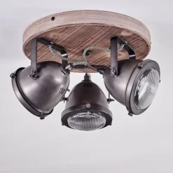 Lampes Industrielles-hofstein Plafonnier Glostrup Brun, Acier inoxydable, 3 lumières