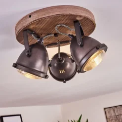Lampes Industrielles-hofstein Plafonnier Glostrup Brun, Acier inoxydable, 3 lumières