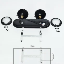 hofstein Plafonnier Glostrup Noir, 2 lumières