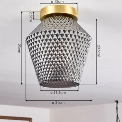 Suspension Verre Fumé-hofstein Plafonnier Gombua Laiton, 1 lumière