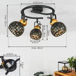 Lampes Dorées-hofstein Plafonnier Gomsrud Noir, 3 lumières