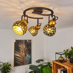 Lampes Dorées-hofstein Plafonnier Gomsrud Noir, 3 lumières