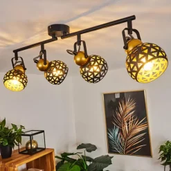Lampes Dorées-hofstein Plafonnier Gomsrud Noir, 4 lumières