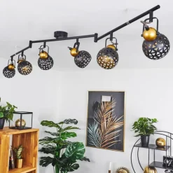 Lampes Dorées-hofstein Plafonnier Gomsrud Noir, 6 lumières