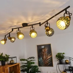 Lampes Dorées-hofstein Plafonnier Gomsrud Noir, 6 lumières