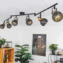 Lampes Dorées-hofstein Plafonnier Gomsrud Noir, 6 lumières