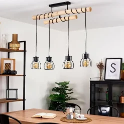 Lampes Vintages & Rétros-hofstein Plafonnier Gondo Bois clair, Noir, 4 lumières