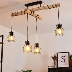 Lampes Vintages & Rétros-hofstein Plafonnier Gondo Bois clair, Noir, 4 lumières