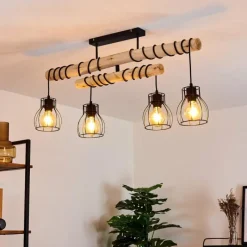 Luminaires Scandinaves-hofstein Plafonnier Gondo Bois foncé, Noir, 4 lumières