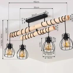 Luminaires Scandinaves-hofstein Plafonnier Gondo Bois foncé, Noir, 4 lumières