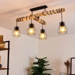 Luminaires Scandinaves-hofstein Plafonnier Gondo Bois foncé, Noir, 4 lumières