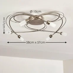 hofstein Plafonnier Gordola LED Acier brossé, 6 lumières