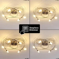 hofstein Plafonnier Gordola LED Acier brossé, 6 lumières