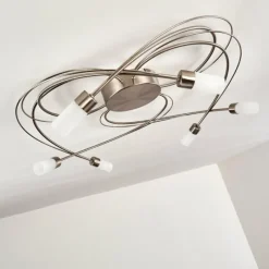 hofstein Plafonnier Gordola LED Acier brossé, 6 lumières