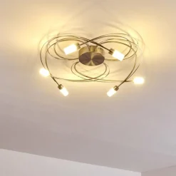 hofstein Plafonnier Gordola LED Acier brossé, 6 lumières