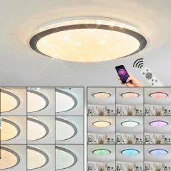 hofstein Plafonnier Gorgonta LED Blanc, 2 lumières, Télécommandes, Changeur de couleurs