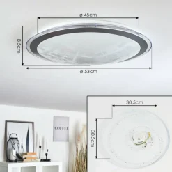 hofstein Plafonnier Gorgonta LED Blanc, 2 lumières, Télécommandes, Changeur de couleurs