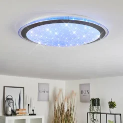 hofstein Plafonnier Gorgonta LED Blanc, 2 lumières, Télécommandes, Changeur de couleurs