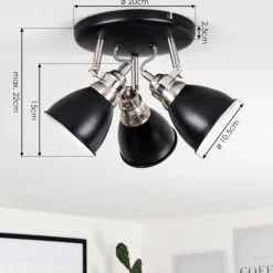 Lampes Industrielles-hofstein Plafonnier Gralingen Nickel mat, Noir, 3 lumières