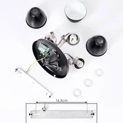 Lampes Industrielles-hofstein Plafonnier Gralingen Nickel mat, Noir, 3 lumières