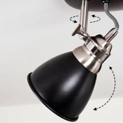 Lampes Industrielles-hofstein Plafonnier Gralingen Nickel mat, Noir, 3 lumières