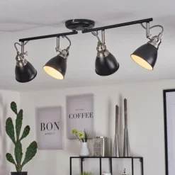 hofstein Plafonnier Gralingen Nickel mat, Noir, 4 lumières