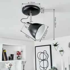 Lampes Industrielles-hofstein Plafonnier Gralingen Nickel mat, Noir, Blanc, 1 lumière