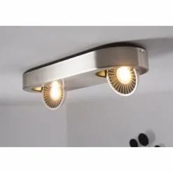 hofstein Plafonnier Granada LED Nickel mat, 2 lumières