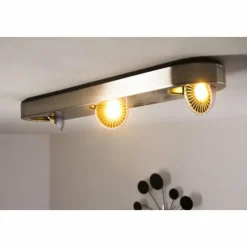 hofstein Plafonnier Granada LED Nickel mat, 3 lumières
