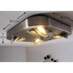 hofstein Plafonnier Granada LED Nickel mat, 4 lumières
