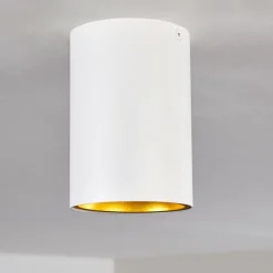 Lampes Dorées-hofstein Plafonnier Grenada Or, Blanc, 1 lumière