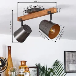 Lampes Dorées-hofstein Plafonnier Gressot Écru, Nickel mat, 2 lumières