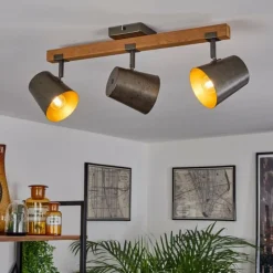 Lampes Dorées-hofstein Plafonnier Gressot Écru, Nickel mat, 3 lumières