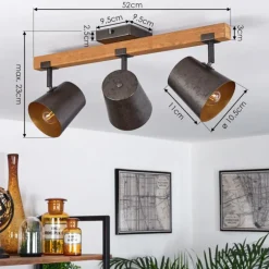 Lampes Dorées-hofstein Plafonnier Gressot Écru, Nickel mat, 3 lumières