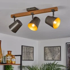 Lampes Dorées-hofstein Plafonnier Gressot Écru, Nickel mat, 3 lumières