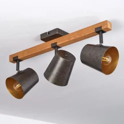 Lampes Dorées-hofstein Plafonnier Gressot Écru, Nickel mat, 3 lumières