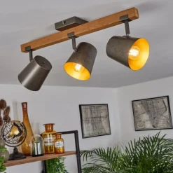 Lampes Dorées-hofstein Plafonnier Gressot Écru, Nickel mat, 3 lumières