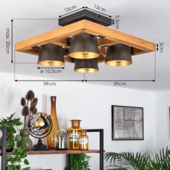 Lampes Dorées-hofstein Plafonnier Gressot Écru, Nickel mat, 4 lumières