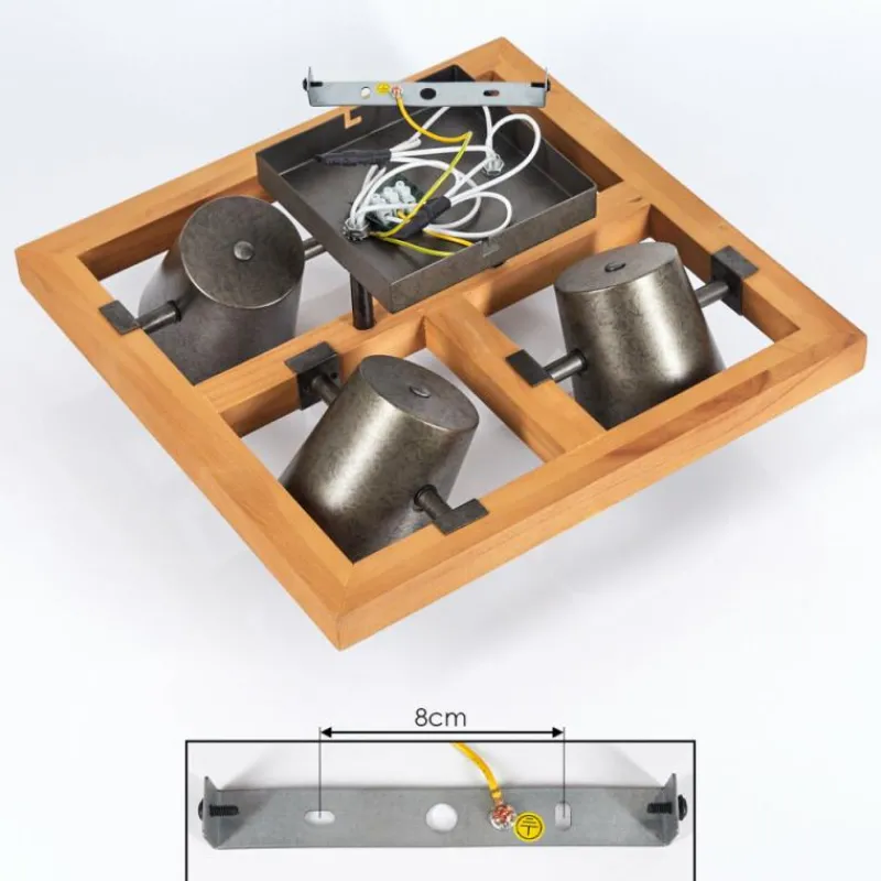 Lampes Dorées-hofstein Plafonnier Gressot Écru, Nickel mat, 4 lumières