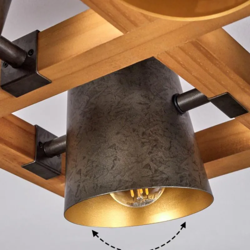 Lampes Dorées-hofstein Plafonnier Gressot Écru, Nickel mat, 4 lumières