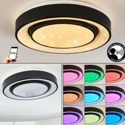 hofstein Plafonnier Grimacco LED Noir, 1 lumière, Changeur de couleurs