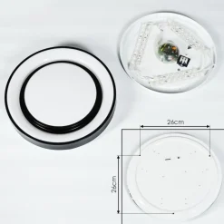 hofstein Plafonnier Grimacco LED Noir, 1 lumière, Changeur de couleurs