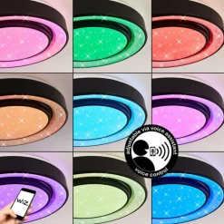 hofstein Plafonnier Grimacco LED Noir, 1 lumière, Changeur de couleurs