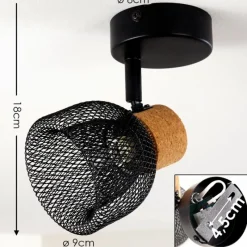 Lampes En Bois-hofstein Plafonnier Grongroft Bois clair, Noir, 1 lumière