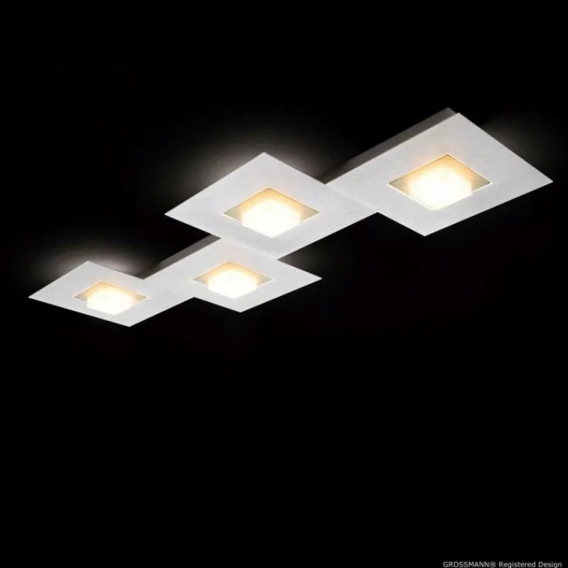 Luminaires Grossmann Plafonnier Grossmann KARREE LED Aluminium, Champagne, 4 lumières* Éclairage Led