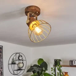 Lampes Dorées-hofstein Plafonnier Grunnfjord Or, Bois foncé, 1 lumière