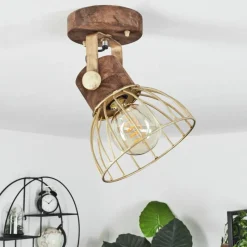 Lampes Dorées-hofstein Plafonnier Grunnfjord Or, Bois foncé, 1 lumière