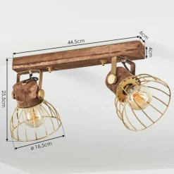 Lampes Dorées-hofstein Plafonnier Grunnfjord Or, Bois foncé, 2 lumières